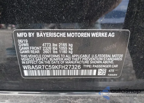 2019 BMW 330I xDrive z USA, uszkodzony, nr VIN WBA5R7C59KFH27326